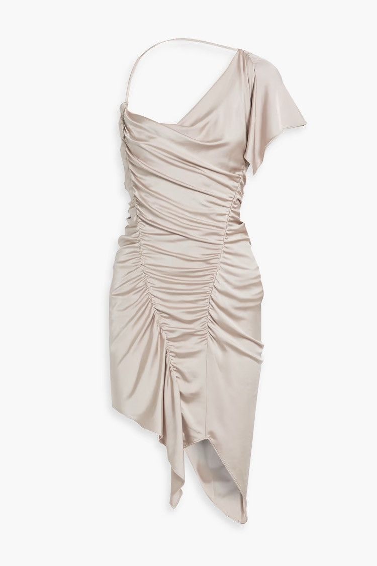 Other ET OCHS Autumn one-sleeve asymmetric ruched satin dress Size L / US 10 / IT 46 - 1 Thumbnail