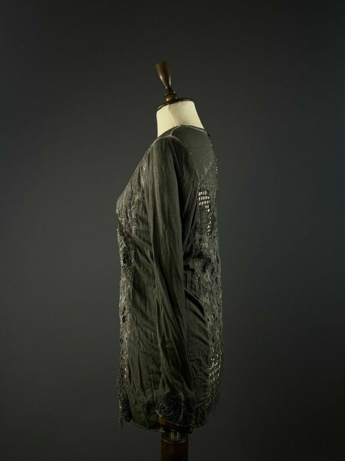 Designer Ladies Tredy Grey Mesh Floral V-Neck Tunic Dress Size 36 Size M / US 6-8 / IT 42-44 - 5 Thumbnail