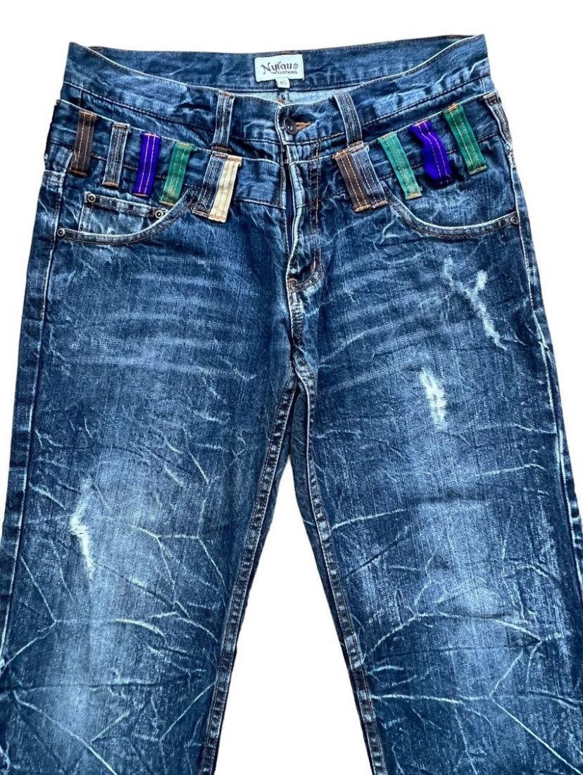 Japanese Brand Nylaus Double Waist Distressed Denim Jeans 34x30 Size US 34 / EU 50 - 4 Thumbnail