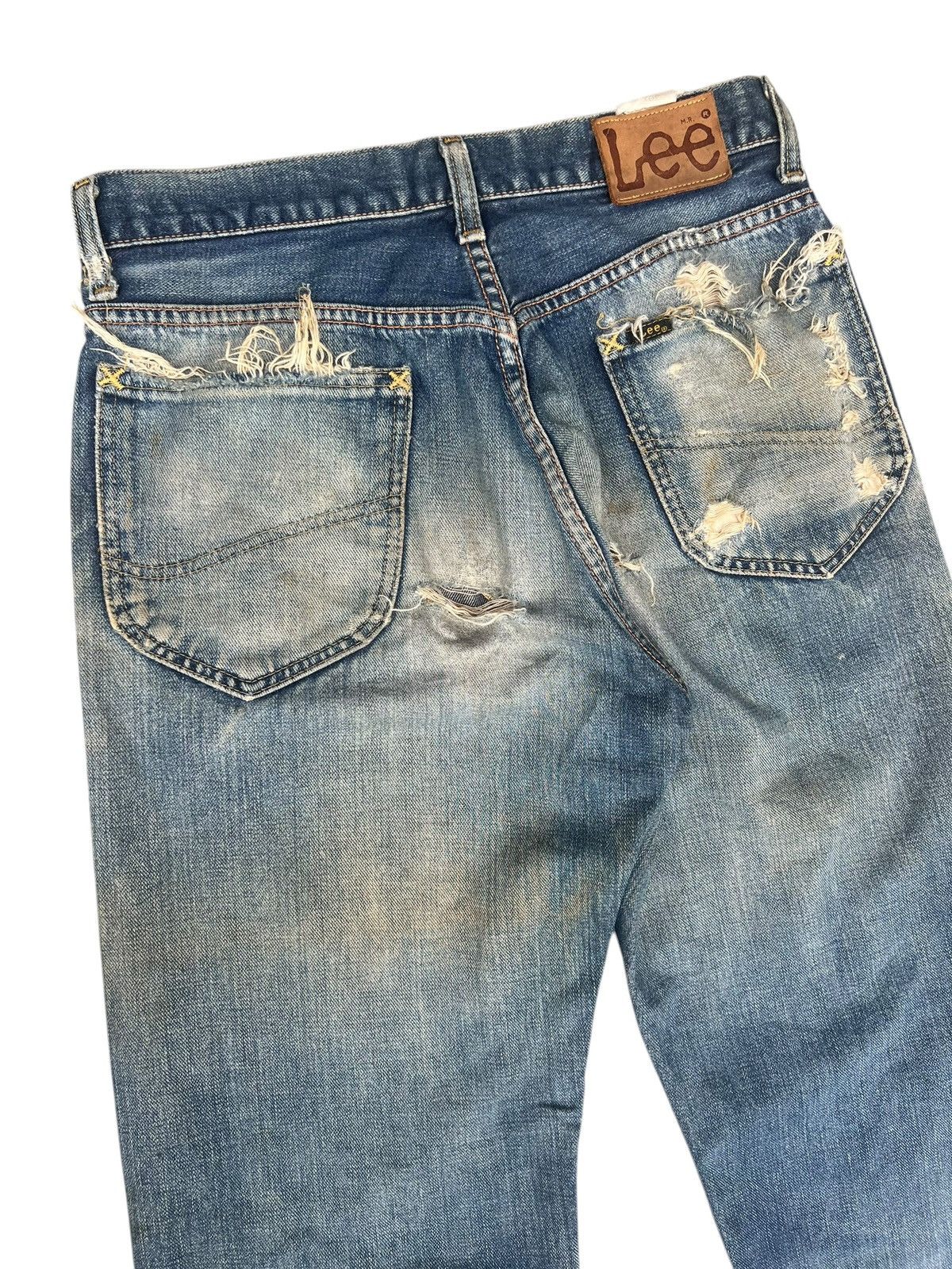 Lee Trashed Vintage Lee Ripped Dirty Mud Denim Selvedge Jeans Size US 30 / EU 46 - 12 Thumbnail