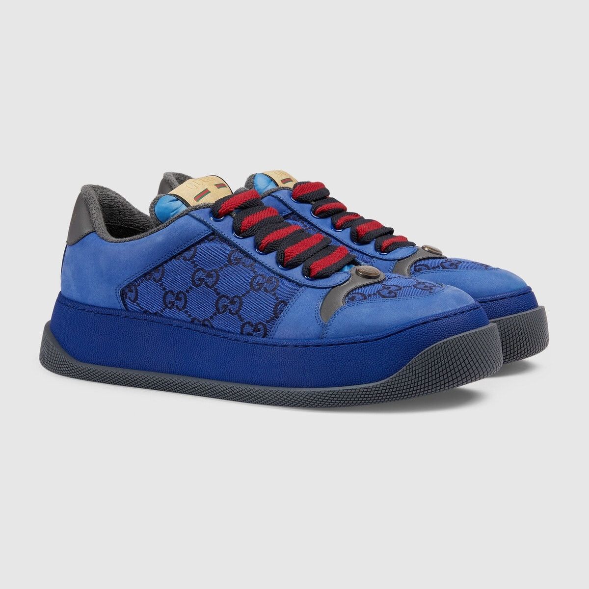 Gucci o1s1wg110325 Men's Screener GG Sneakers in Blue & Black Size US 8 / EU 41 - 2 Thumbnail