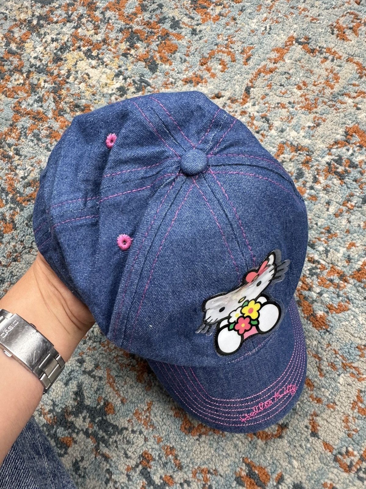 Japanese Brand × Vintage Vintage y2k Hello Kitty denim jeans hat Sanyo licensed Size ONE SIZE - 5 Thumbnail