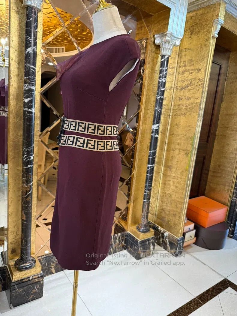 Fendi Fendi Limited show model burgundy dress, classic F waist b Size XS / US 0-2 / IT 36-38 - 3 Thumbnail