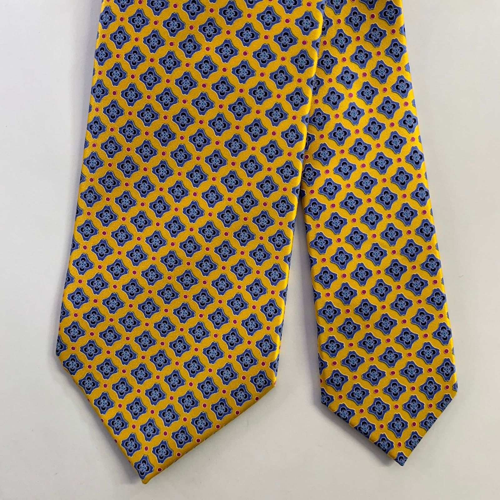 Dolcepunta DOLCEPUNTA Yellow Blue Floral Silk Tie Size ONE SIZE - 1 Thumbnail