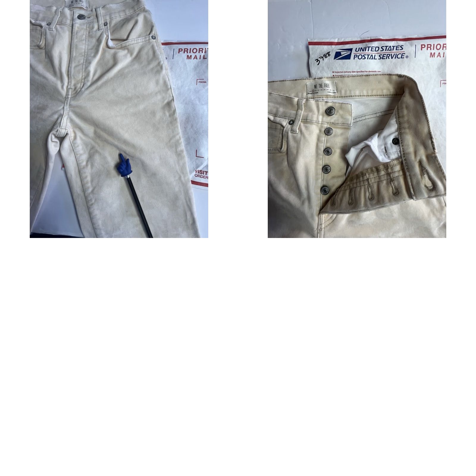 Vintage WE THE FREE Womens Pants Skinny Velvet Ivory Button Fly 25 Size Womens Size 42" / US 20 - 9 Thumbnail