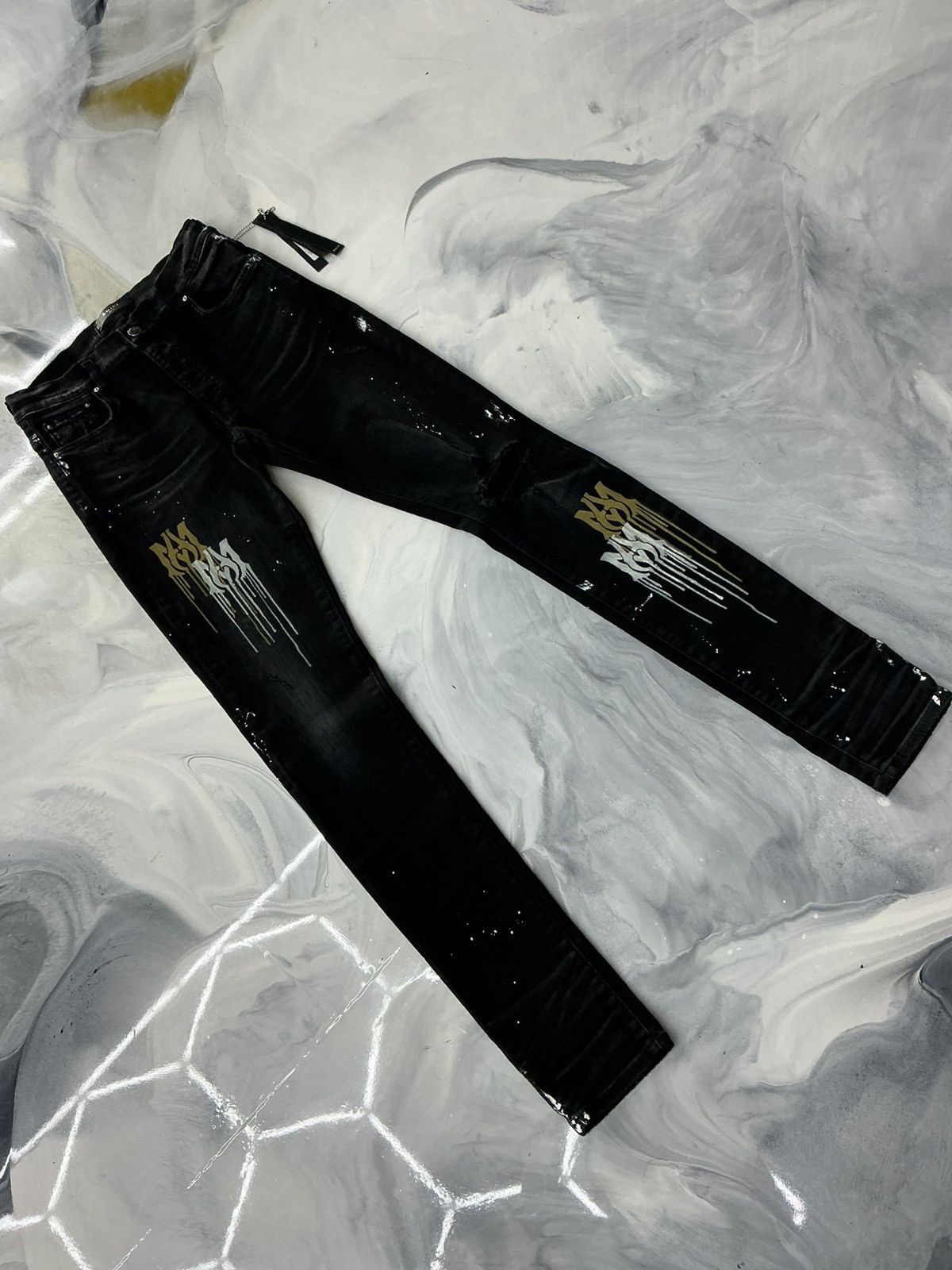 Amiri Amiri Stencil Denim Jeans Black Size 31 Size US 31 - 3 Thumbnail
