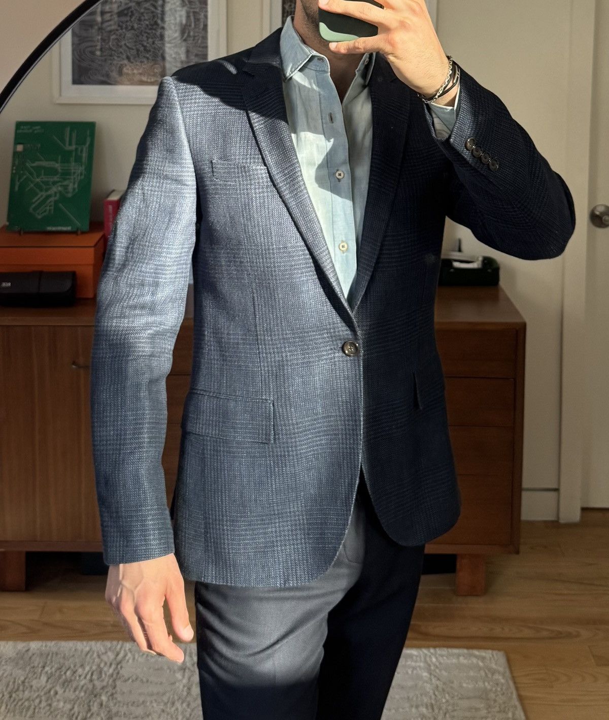 J.Crew J.Crew Houndstooth Navy Ludlow Blazer Size 38R - 8 Thumbnail