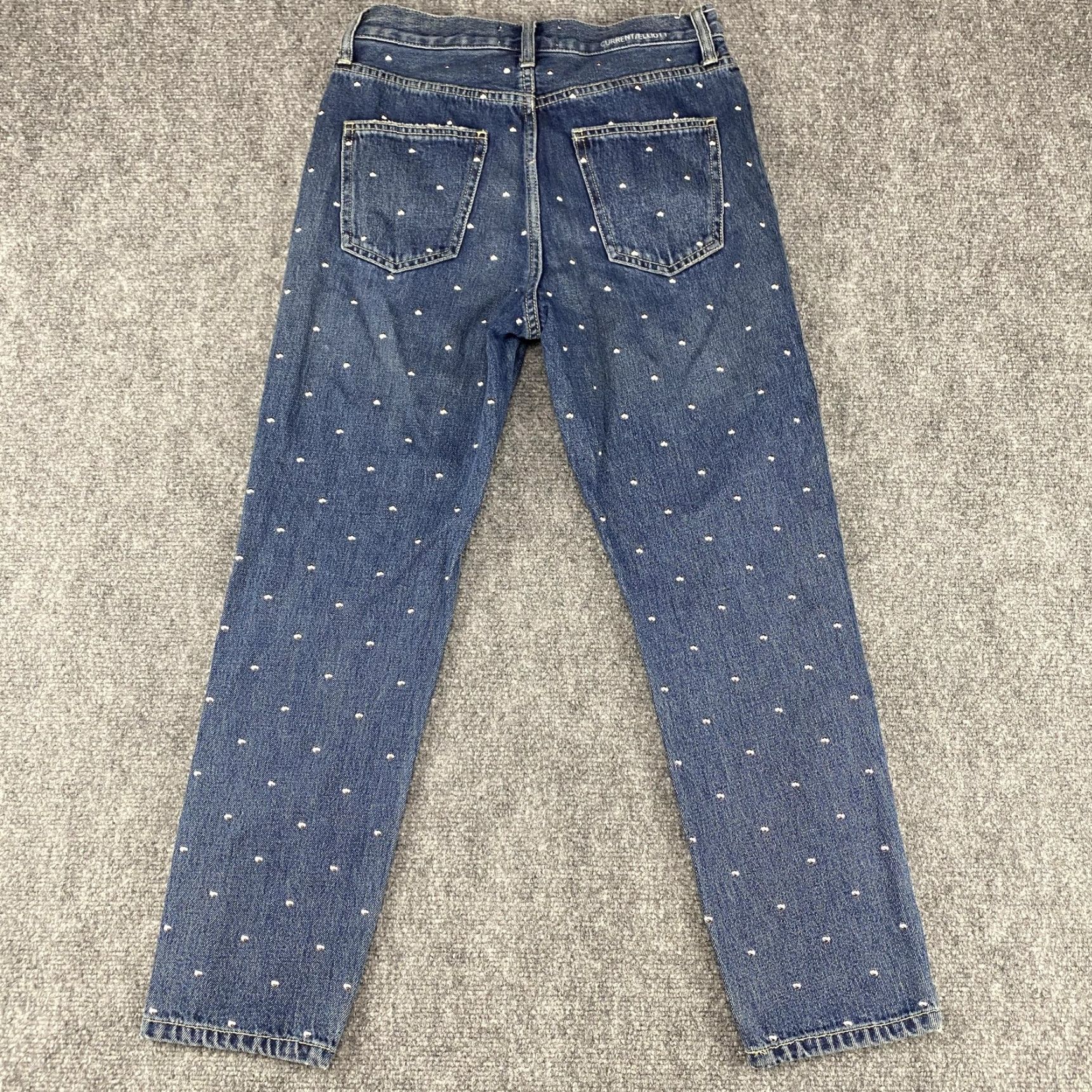 Vintage Current/Elliott Jeans Womens 25 Blue Studded Embellished Denim Straight Leg Size 42" / US 20 - 2 Thumbnail