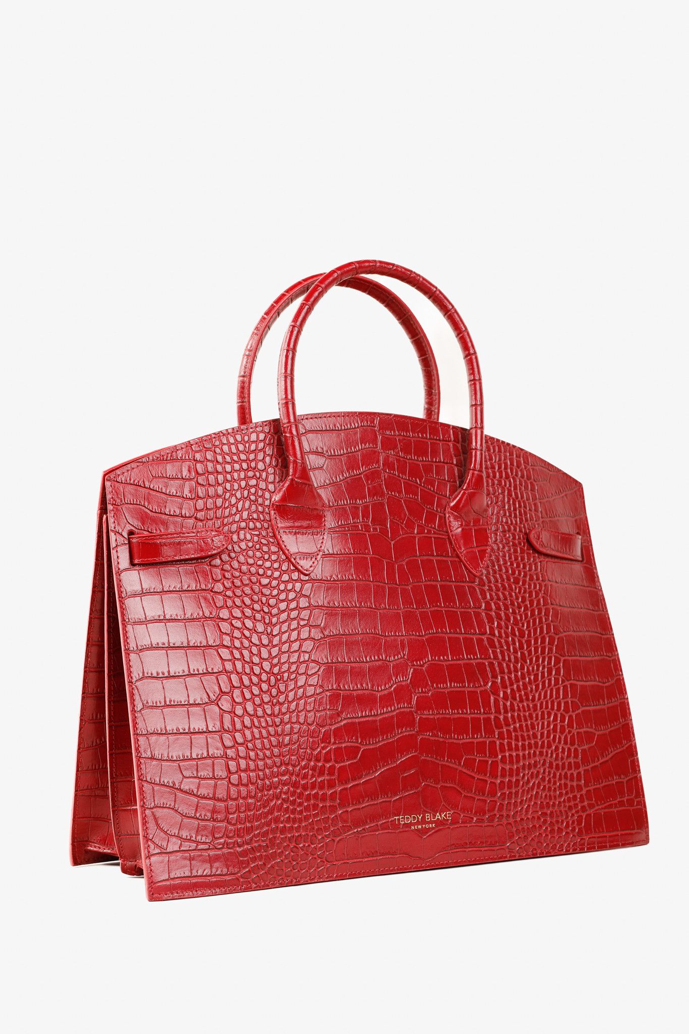 Designer Teddy Blake Kate Red Croco Embossed Leather Handbag Size ONE SIZE - 2 Thumbnail