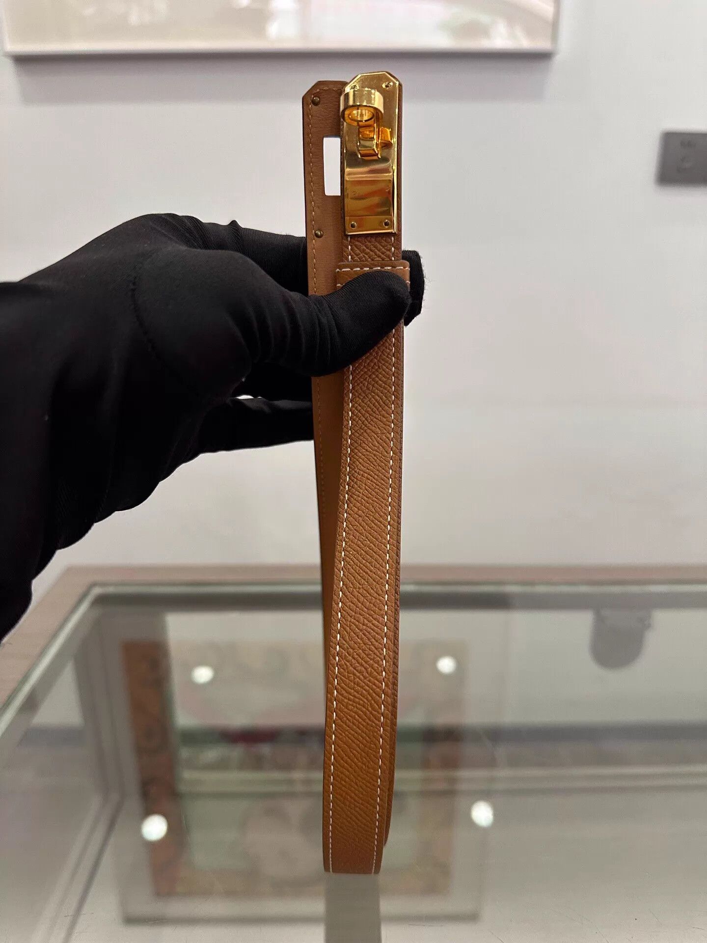 Hermes Hermes 2cm Gold Brown Kelly Buckle Belt 85 A Stamp Size ONE SIZE - 2 Thumbnail