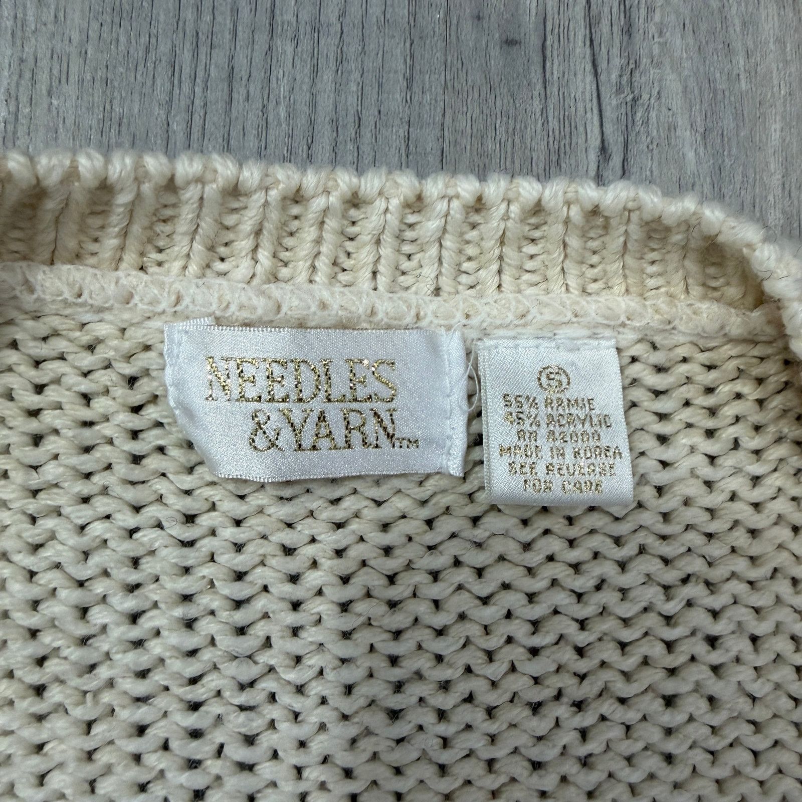 Vintage Vintage Needles & Yarn Cardigan Sweater Women's Small Cream Size S / US 4 / IT 40 - 3 Thumbnail