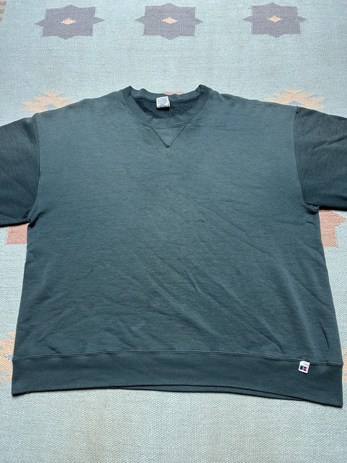 Vintage 90s sweatshirt Russell athletic sun faded green gradient XL Size US XL / EU 56 / 4 - 4 Thumbnail