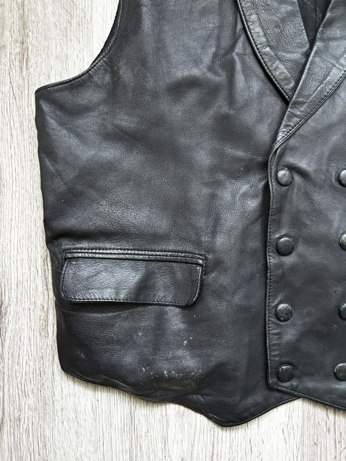 Hugo Boss Rare Hugo Boss Double-Breasted Leather Vest Czechoslovakia Size 38R - 3 Thumbnail