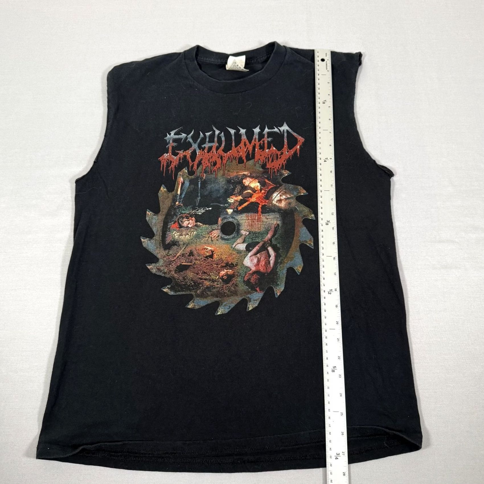 Fruit Of The Loom VINTAGE Fruit of the Loom Exhumed The Saw Is The Law Sleeveless T-Shirt Mens L Black Graphic Print Band Music Horror Death Metal Size US L / EU 52-54 / 3 - 5 Thumbnail
