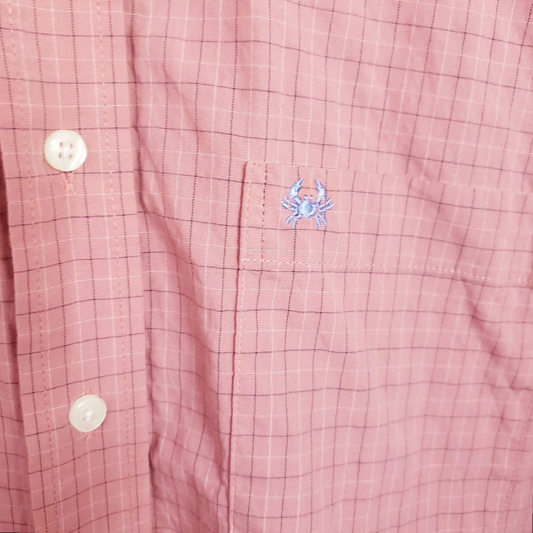 Vintage Coast Huntington Shirt Plaid Button-Up XL Men Pink Coral Crab Logo Embroidered Collared Long Sleeve Size US XL / EU 56 / 4 - 6 Thumbnail
