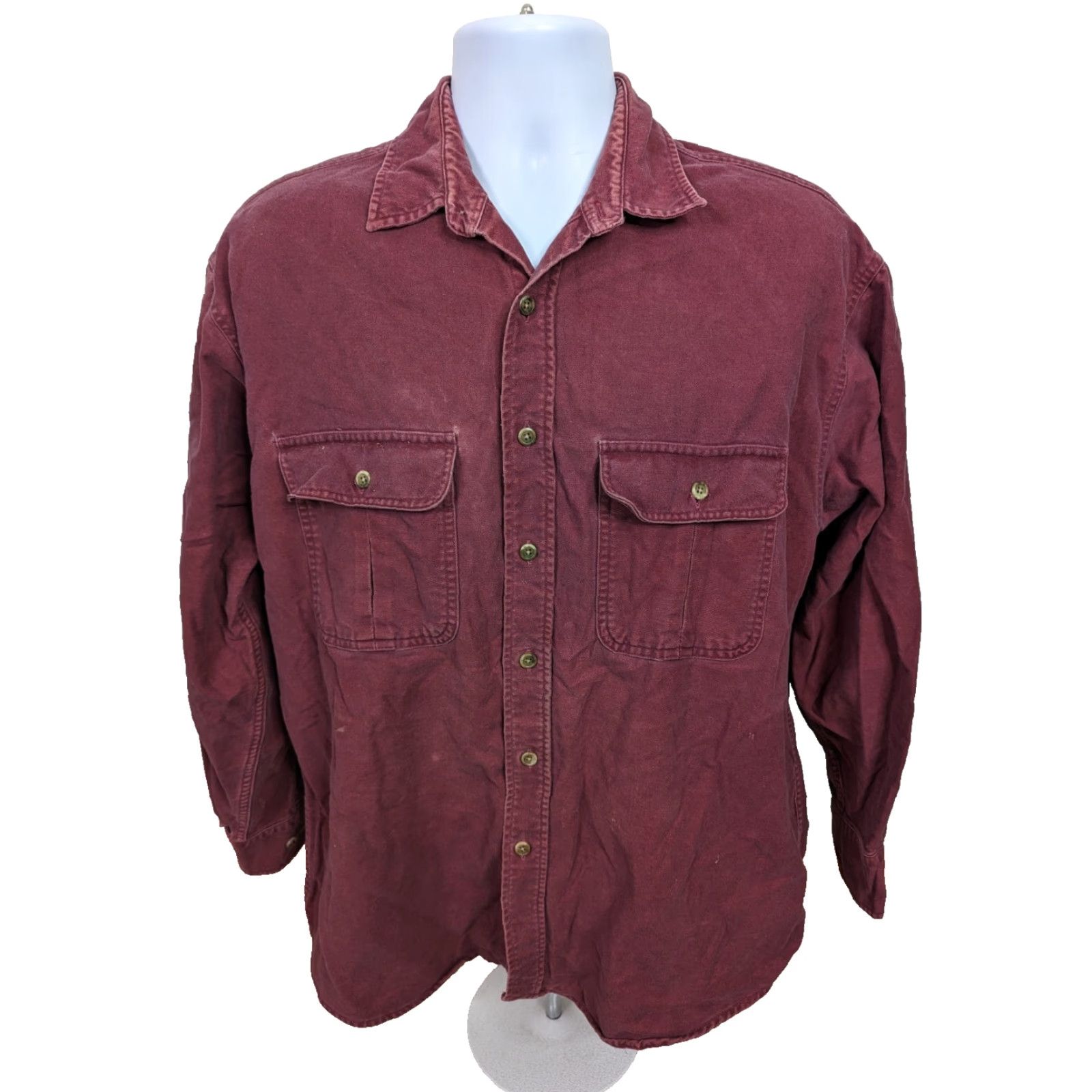 Vintage VINTAGE St. John's Bay Button-Down Shirt Men Large Red Chamois Cloth Long Sleeve T2F Shirt Size US L / EU 52-54 / 3 - 2 Thumbnail