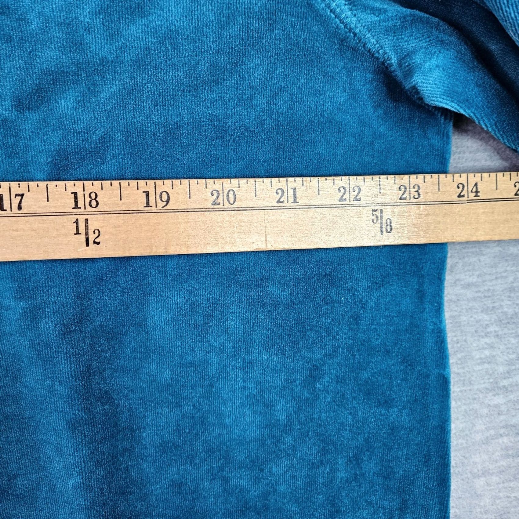 Vintage Appleseed's Women Top XL Peacock Blue Velour Long Sleeve Sweatshirt Size XL / US 12-14 / IT 48-50 - 7 Thumbnail