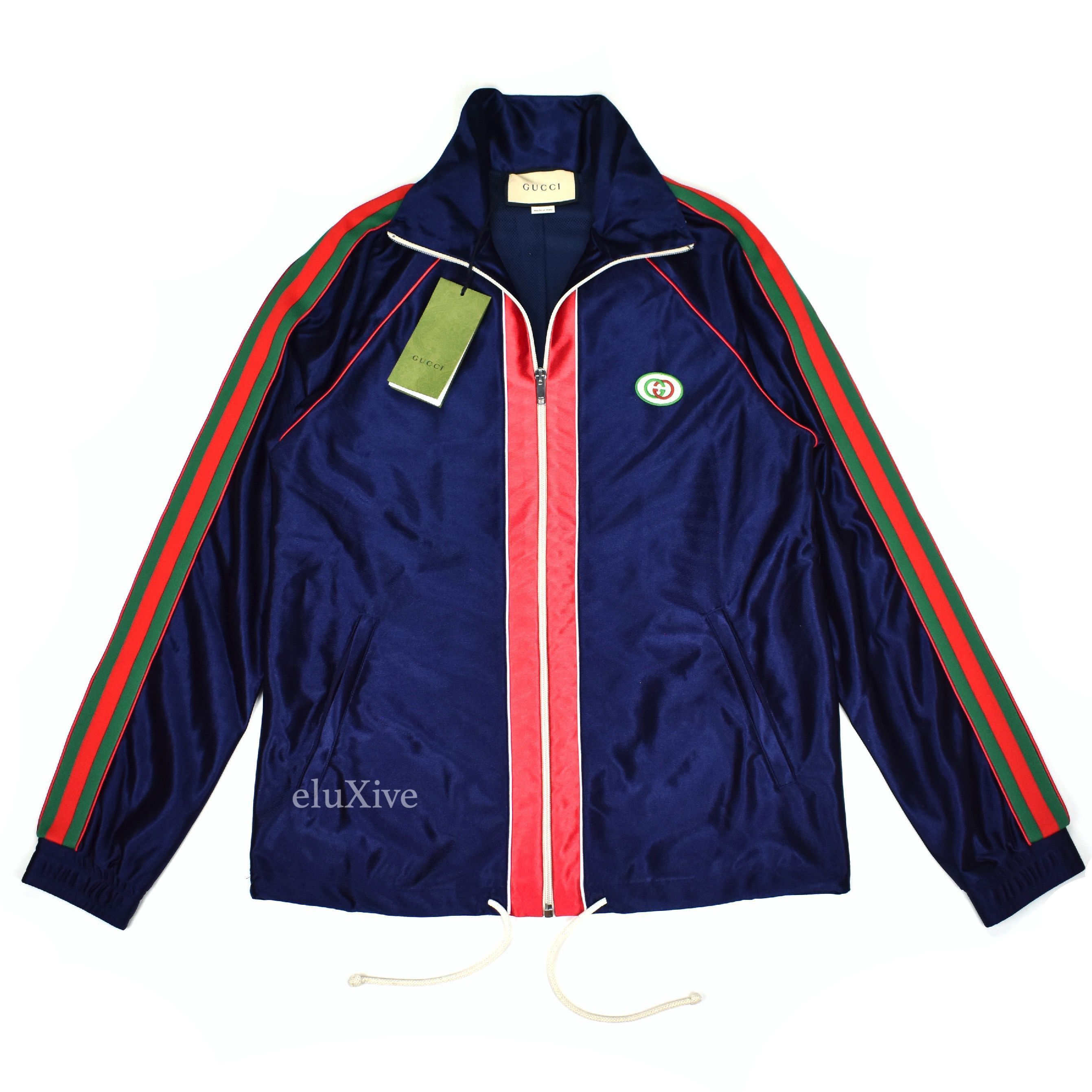 Gucci Navy Web Stripe Technical Jersey Track Jacket Size US M / EU 48-50 / 2 - 1 Preview