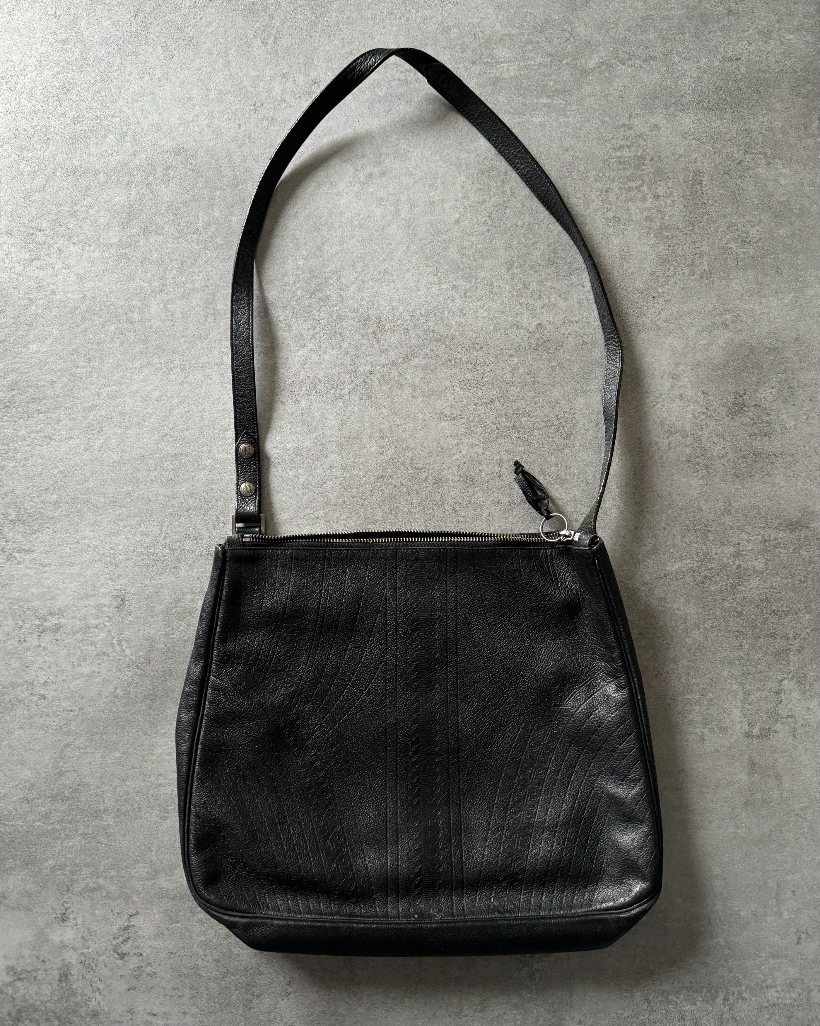 2000s Jean Paul Gaultier Black Precise Leather Shoulder Bag  