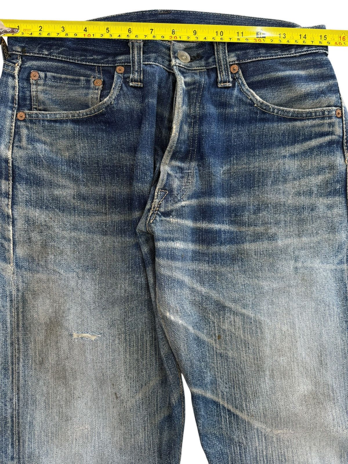 Sugar Cane Sugar Cane 90’s Blue Wash Whiskers Style Denim Jeans Size US 30 / EU 46 - 9 Thumbnail