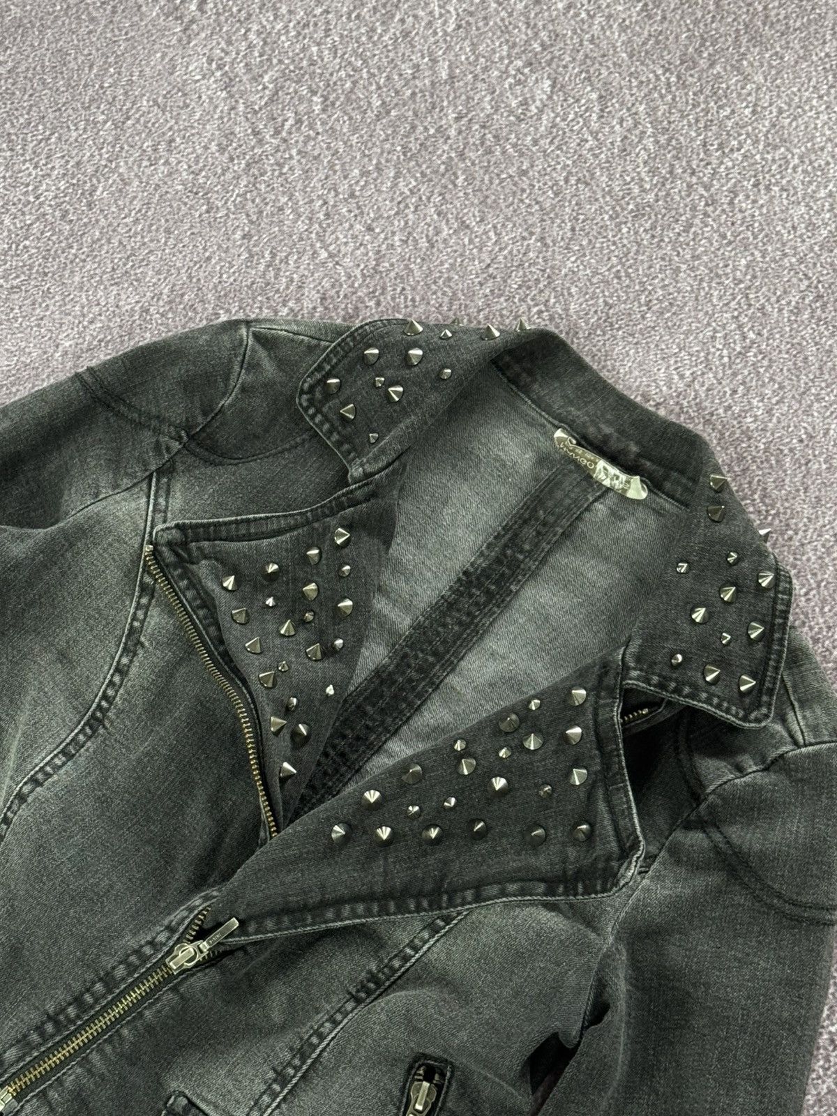 Japanese Brand 00s Aesthetic Grunge Punk Faded Assymetric Zip Jacket Size S / US 4 / IT 40 - 7 Thumbnail