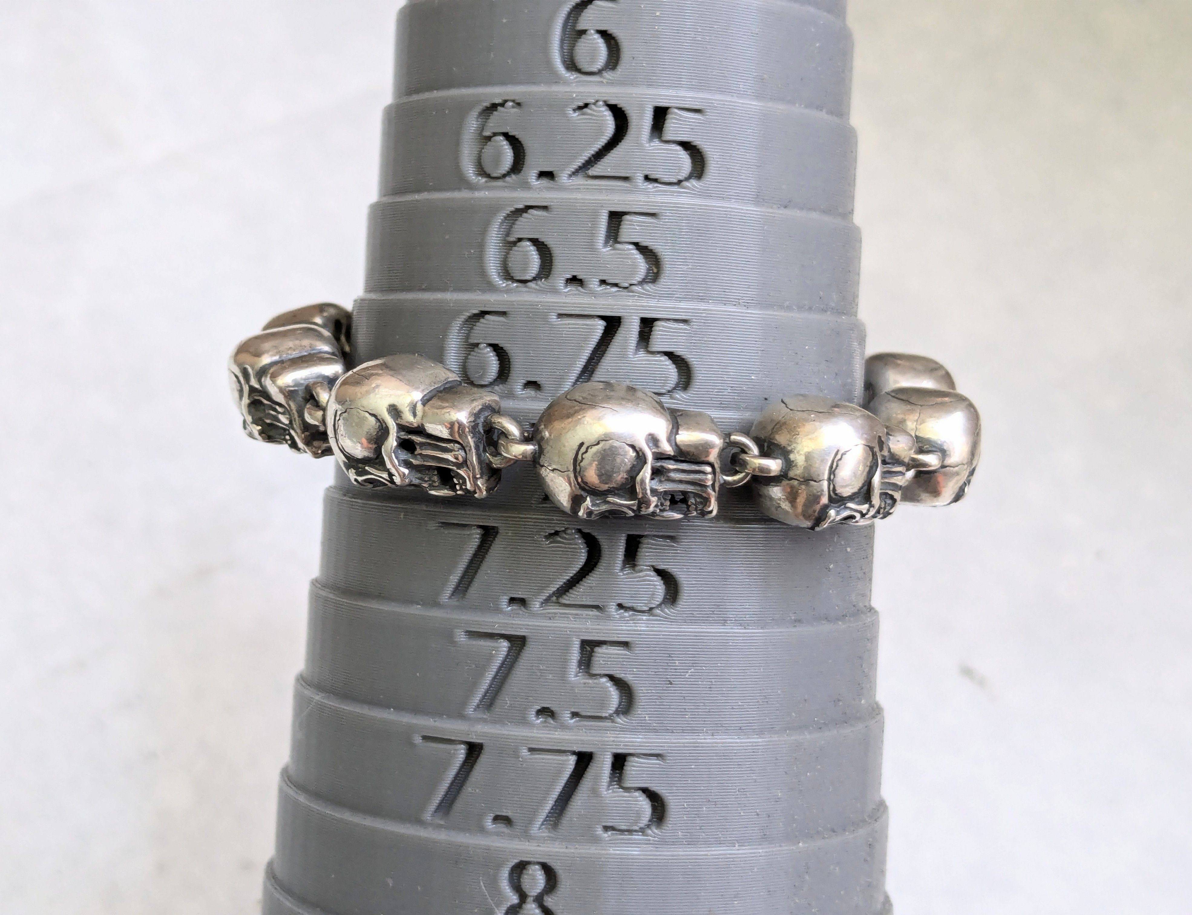 Jewelry Sterling Silver Skull Bracelet 6.75" Biker Punk Skeleton Size ONE SIZE - 19 Thumbnail
