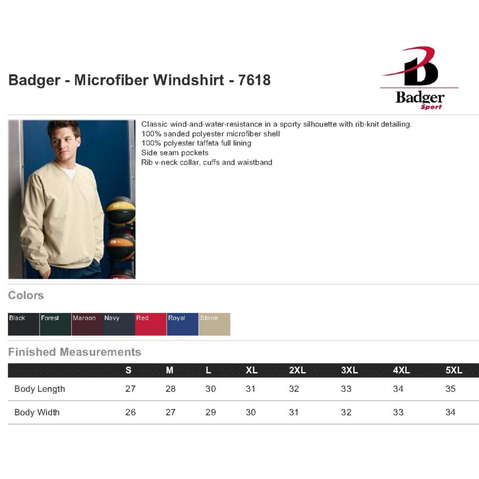 Other Badger Sport Microfiber Windshirt Golf Wind Shirt Royal M Size US M / EU 48-50 / 2 - 2 Thumbnail