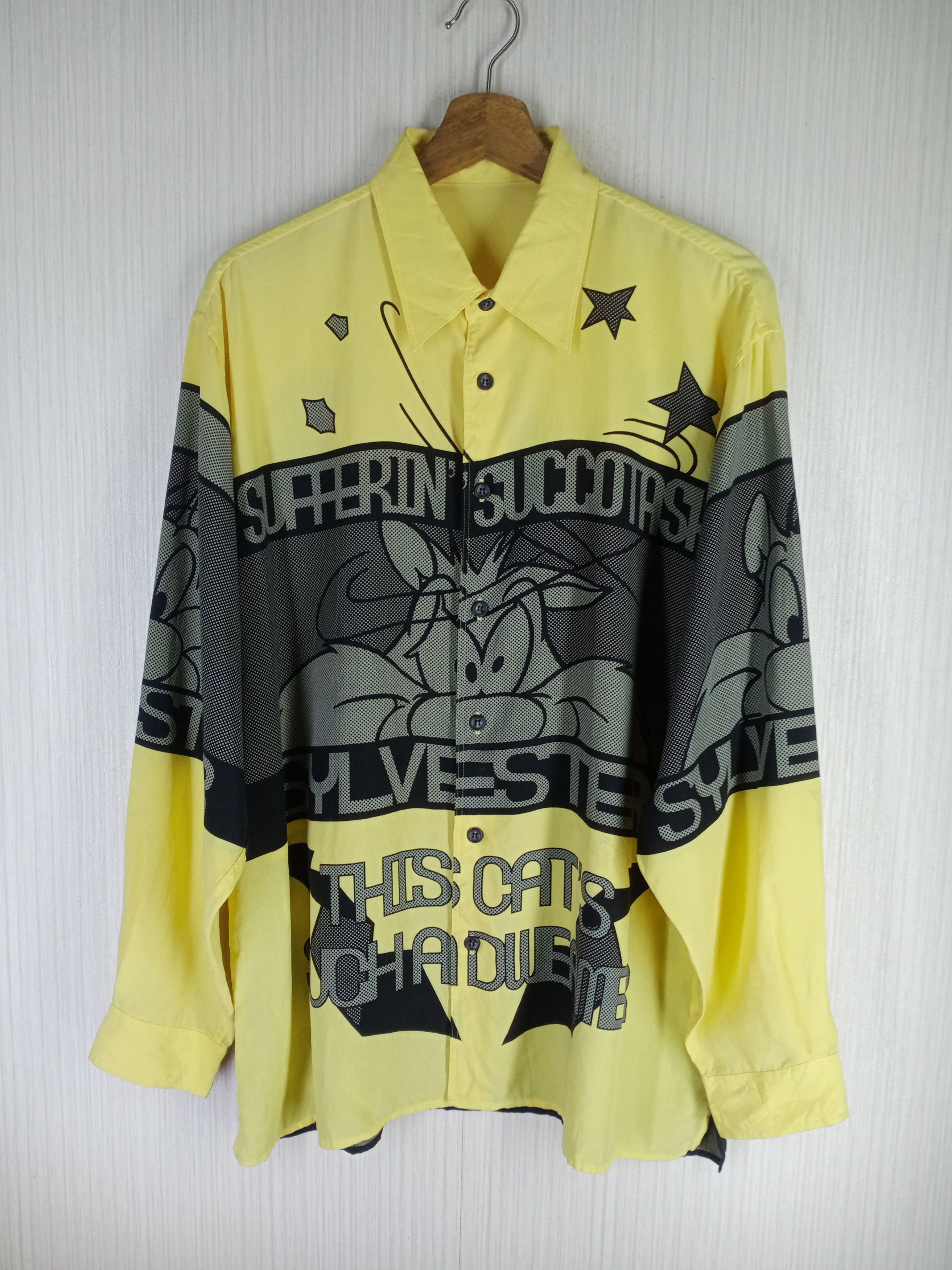 Cartoon Network × Vintage × Warner Bros Rare Vintage 1997 Warner Bros Sylvester Fullprint Shirt Size US XL / EU 56 / 4 - 3 Thumbnail