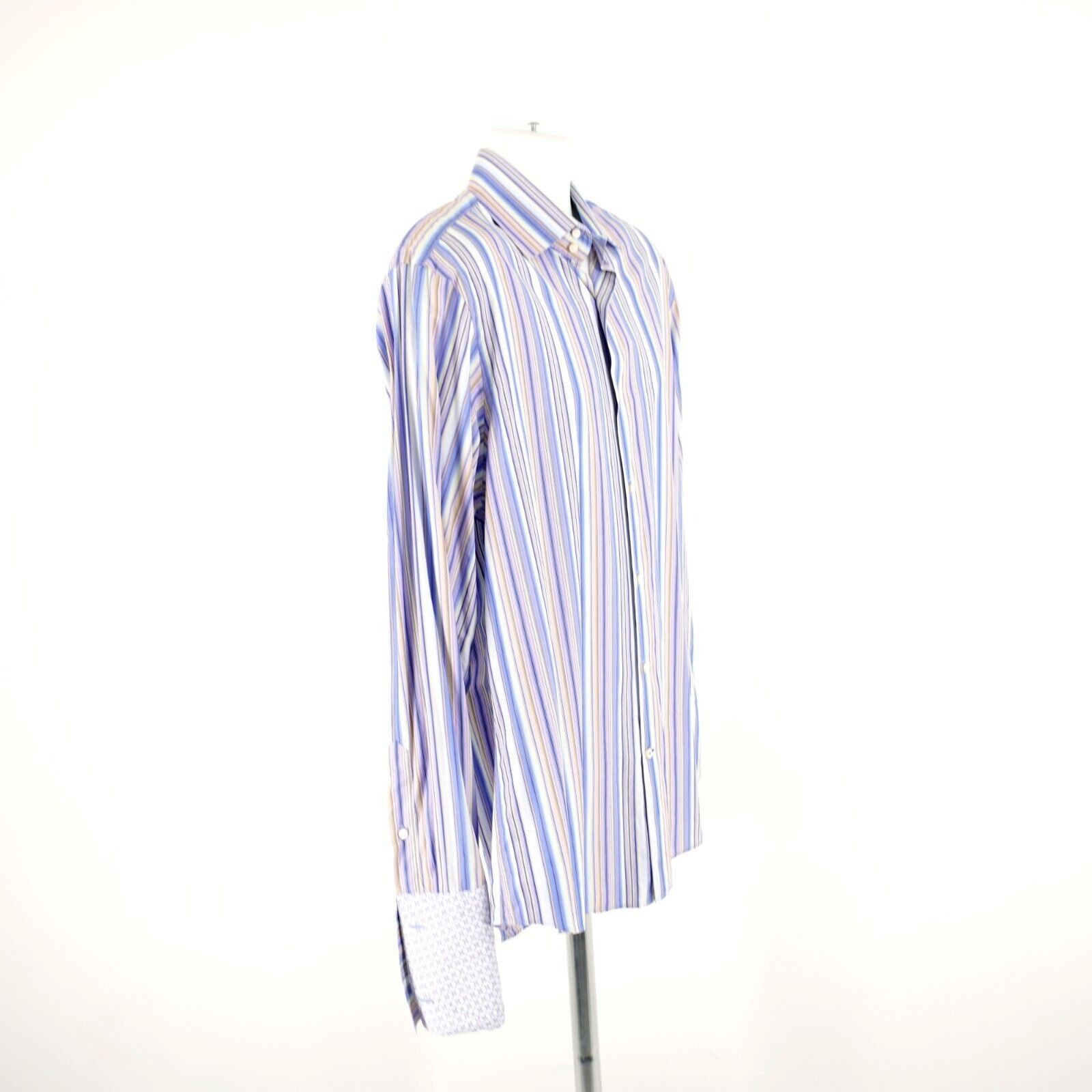 Banana Republic Banana Republic Striped 16-16.5 Large Blue Pink French Cuff Size US L / EU 52-54 / 3 - 7 Thumbnail