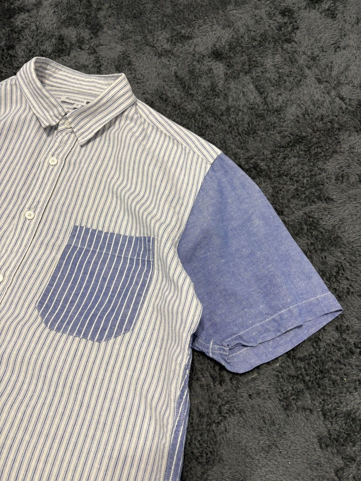 JW Anderson × Uniqlo JW Anderson Uniqlo Linen Striped Patchwork Shirt Size US XL / EU 56 / 4 - 4 Thumbnail