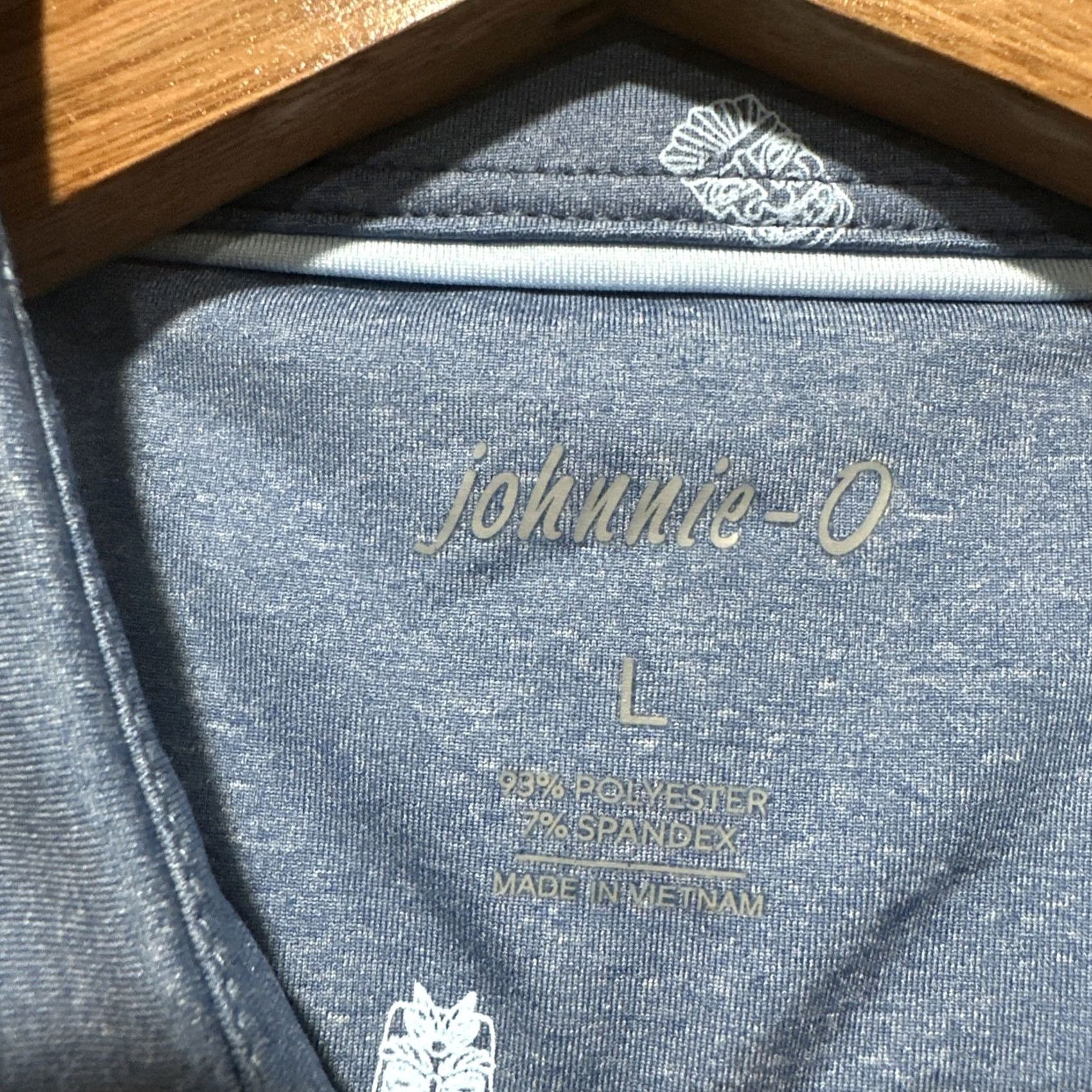 johnnie-O Johnnie-O Okie Polo Shirt Short Sleeve L Embroidered Logo Tiki Print Blue Mens Polo Size US L / EU 52-54 / 3 - 3 Thumbnail