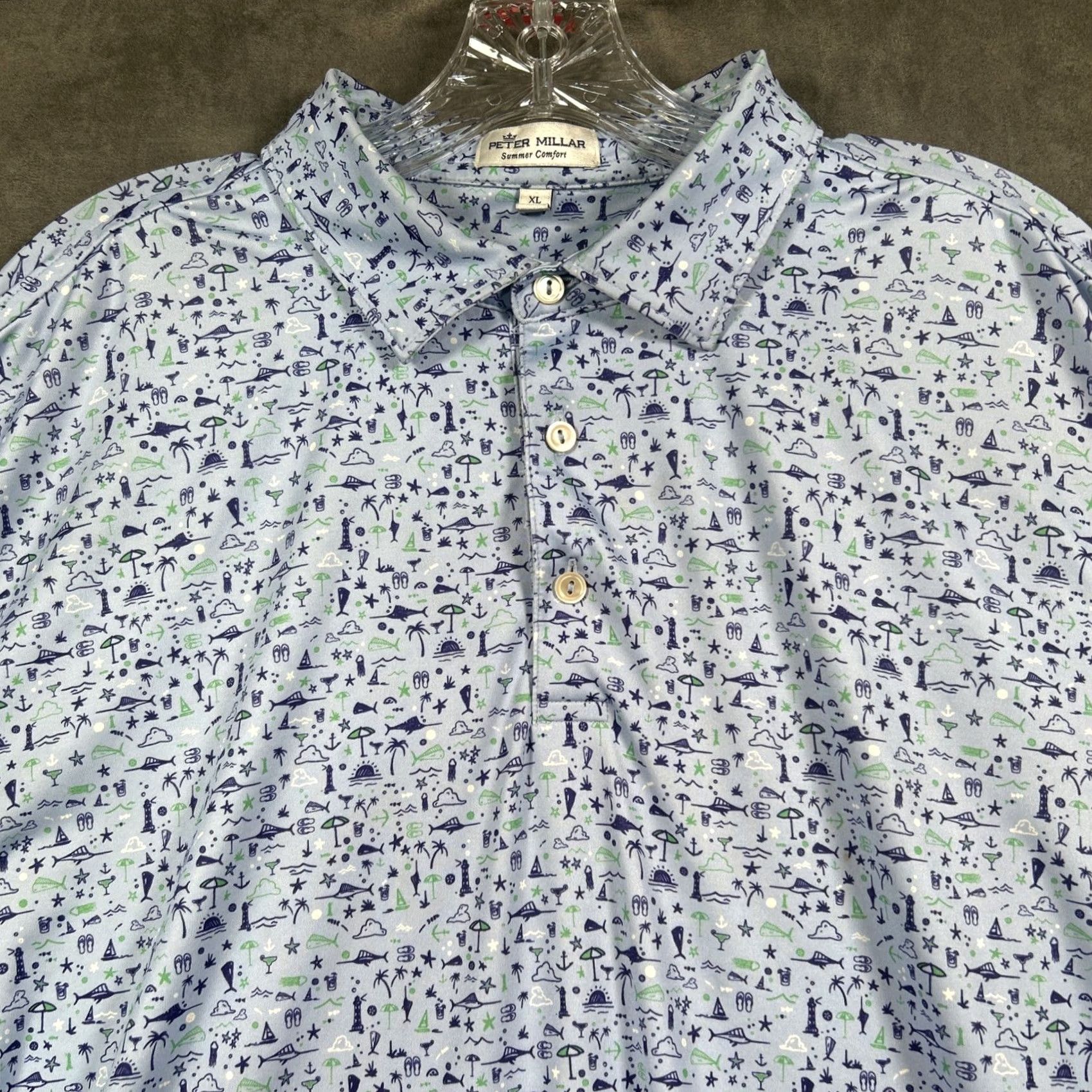 Peter Millar Peter Millar Polo Shirt XL Blue Summer Comfort Golf Beach Fishing All Over Print Size US XL / EU 56 / 4 - 2 Thumbnail