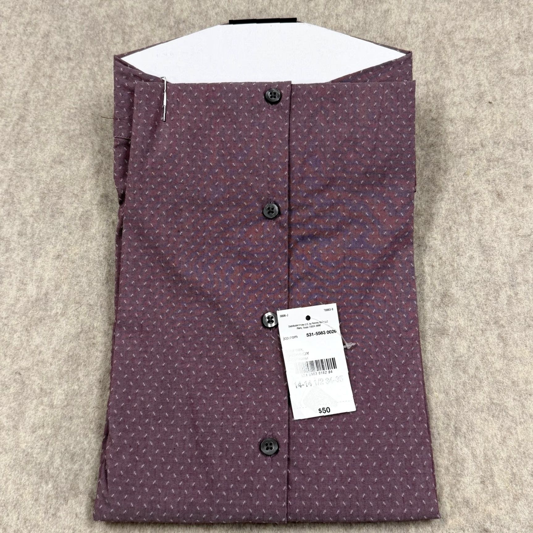Vintage J Ferrar Shirt Mens Small Burgundy Stretch Print Regular Fit Ultra Comfort Shirt Size US S / EU 44-46 / 1 - 7 Thumbnail