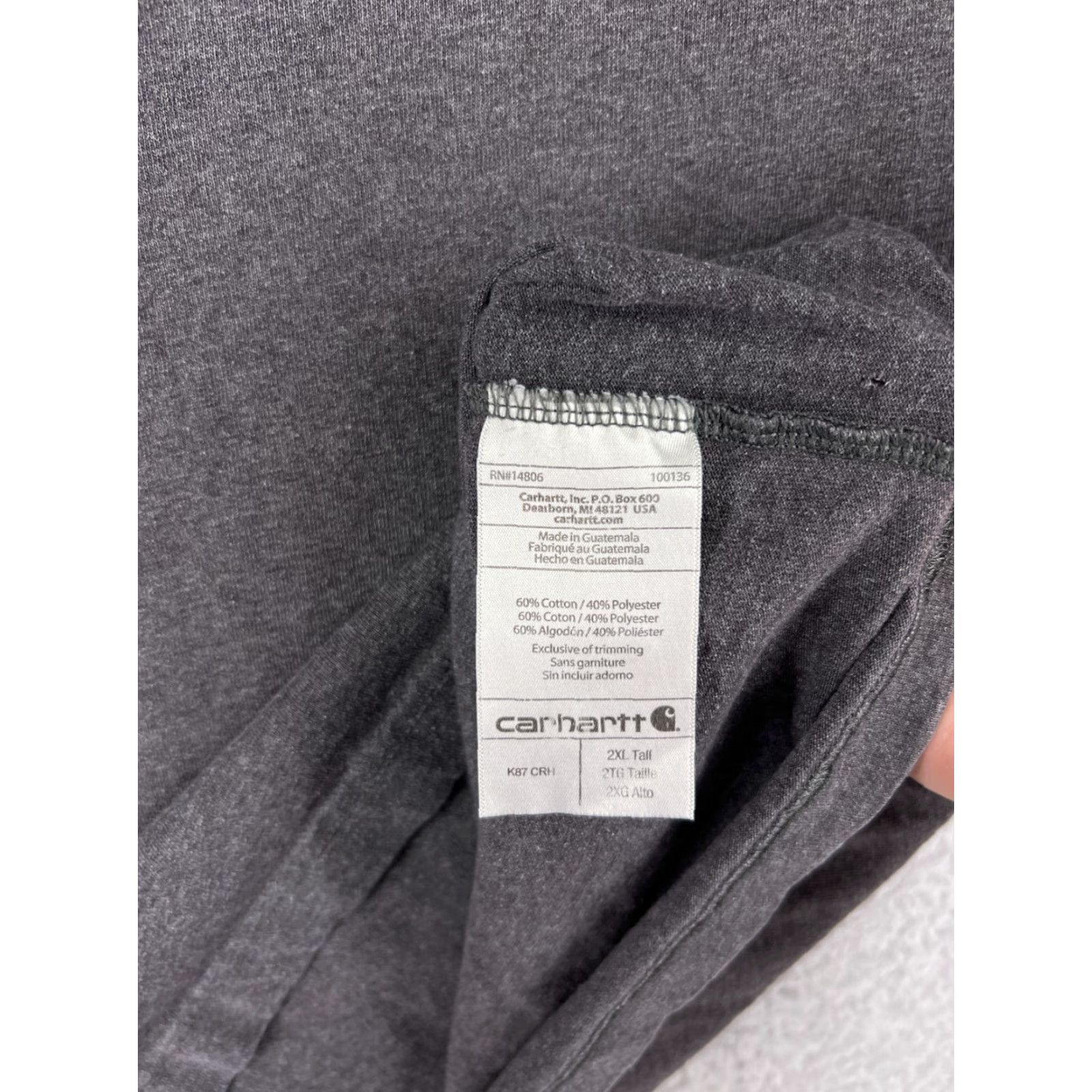 Carhartt Carhartt Mens Shirt 2XL Tall Gray Short Sleeve Crew Cotton Blend Pocket Size US XXL / EU 58 / 5 - 3 Thumbnail