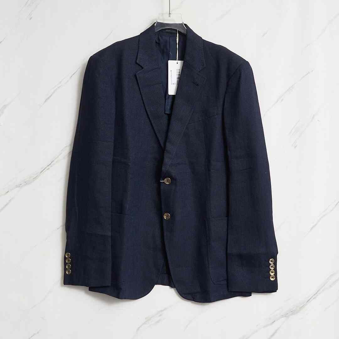Armani Collezioni Armani Collezioni Men's Dark Blue Linen Suit Size US M / EU 48-50 / 2 - 1 Thumbnail