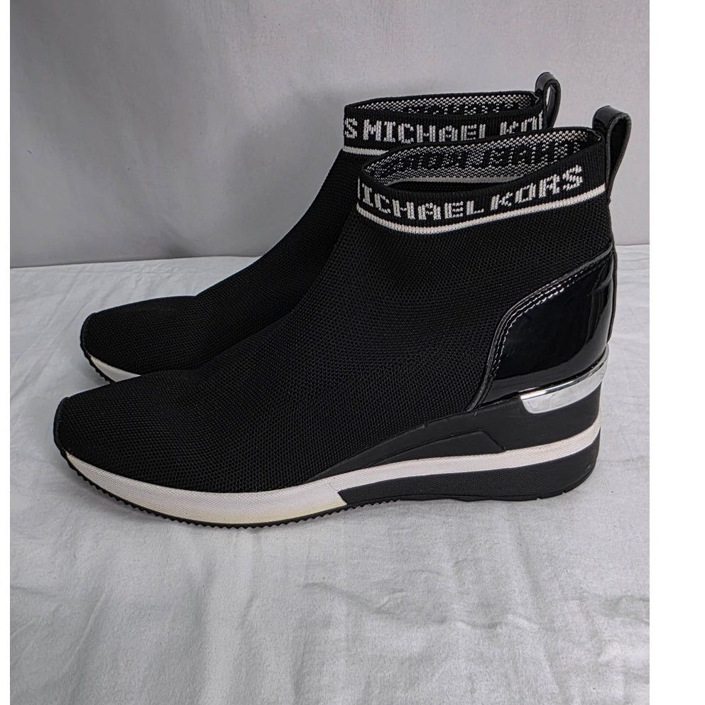 Michael Kors Michael Michael Kors Skyler Black Wedge Sneaker Bootie Size US 8.5 / IT 38.5 - 5 Thumbnail