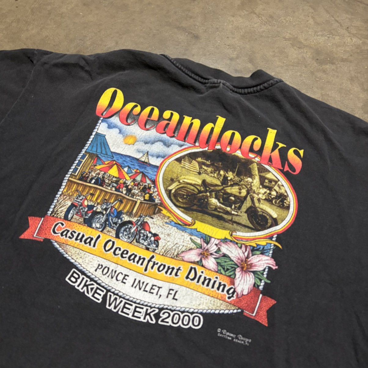 Harley Davidson Vintage 90s Biker T shirt Pocket Tee Oceandocks Daytona USA Size US XL / EU 56 / 4 - 3 Thumbnail