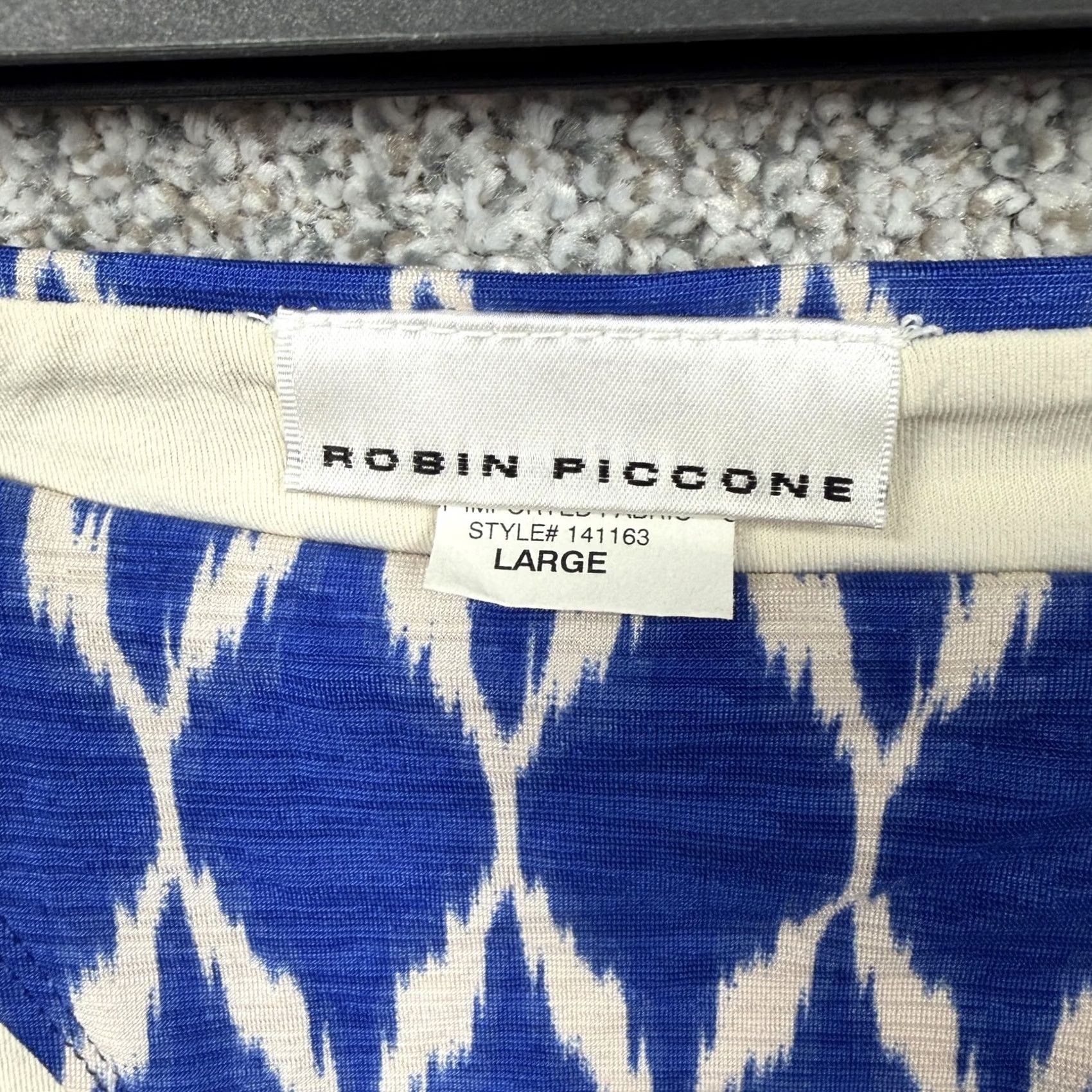 Vintage Robin Piccone Bikini Bottom L Blue Ikat Side Tie Coastal Resort Swimwear Chic Women Size 36" / US 14 / IT 50 - 5 Thumbnail
