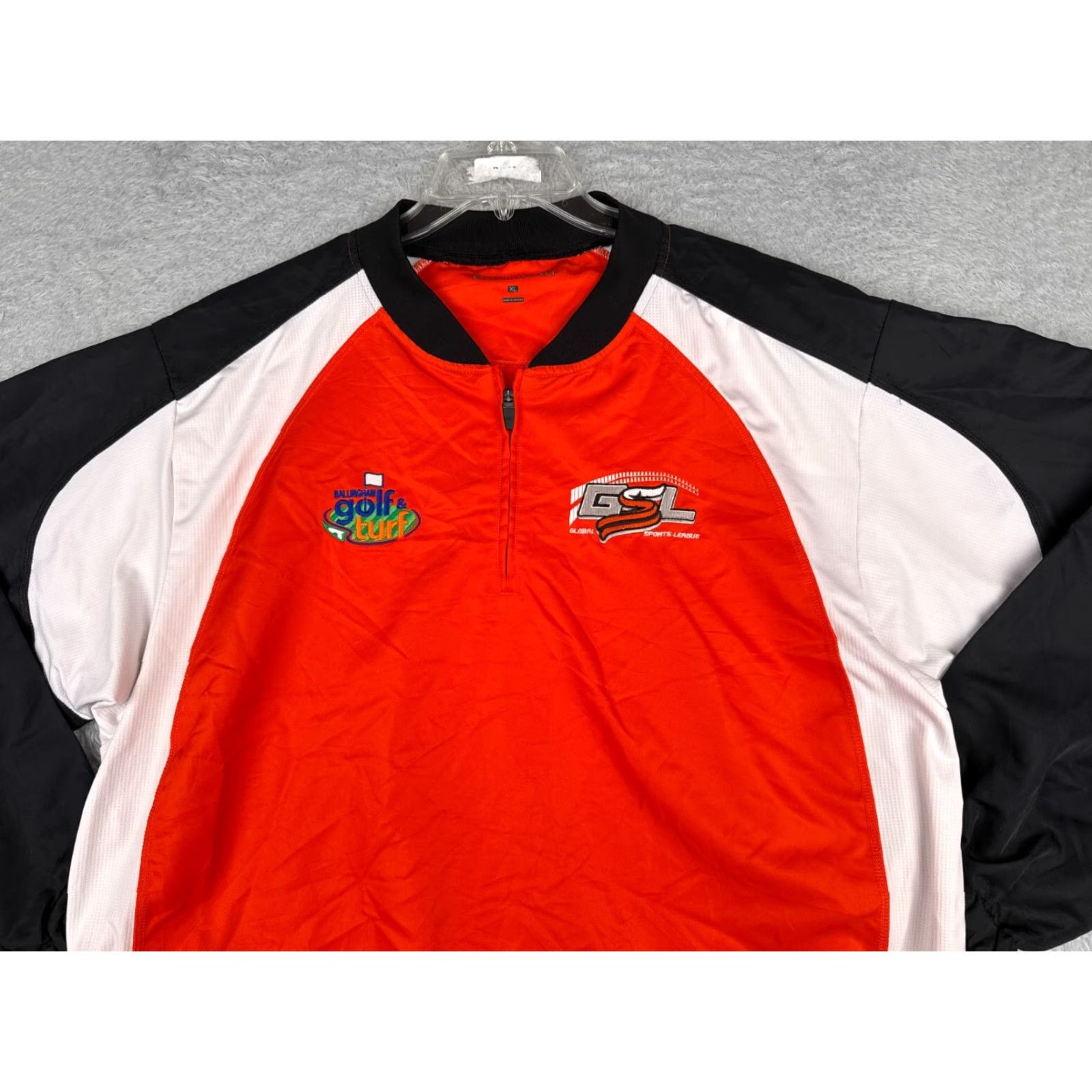 Vintage Booombah Sweater Men's 1/4 Zip Adult XL Red Black Golf & Turf Global Sport Pullover Mock Neck Embroidered Logo sweater Size US XL / EU 56 / 4 - 4 Thumbnail