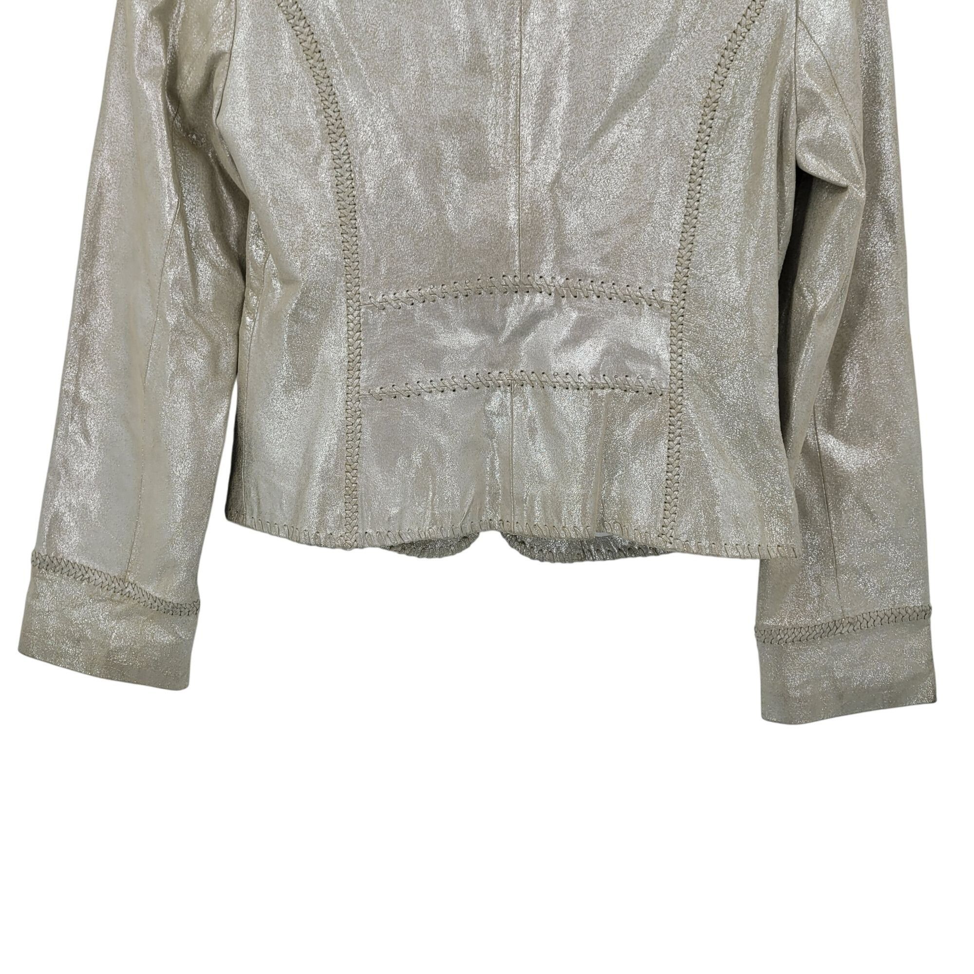 White House Black Market WHBM Metallic Gold Western Genuine Leather Bolero Jacket 6 P Size M / US 6-8 / IT 42-44 - 14 Thumbnail