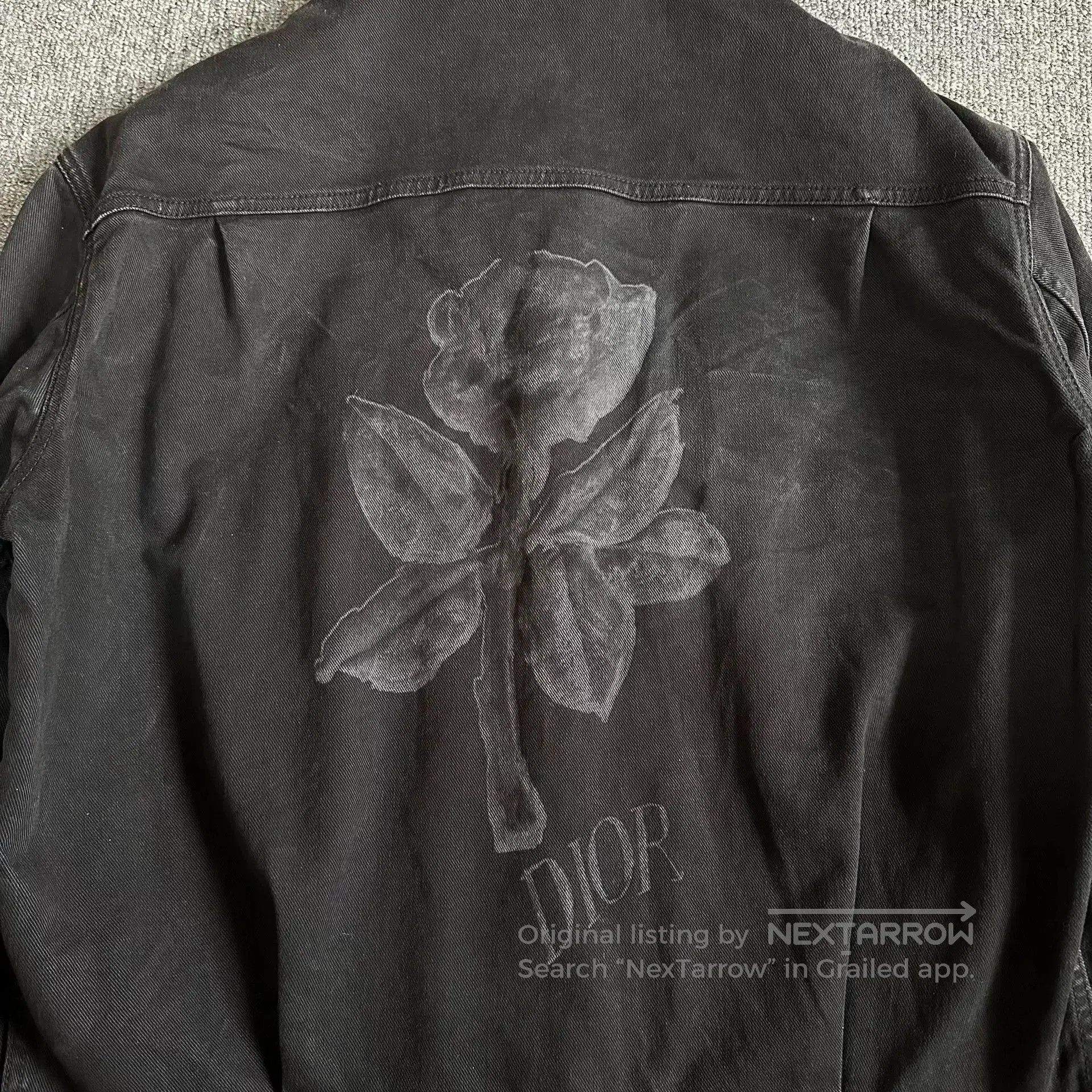 Dior Dior Black Distressed Back Floral Denim Jacket. Size US L / EU 52-54 / 3 - 4 Thumbnail