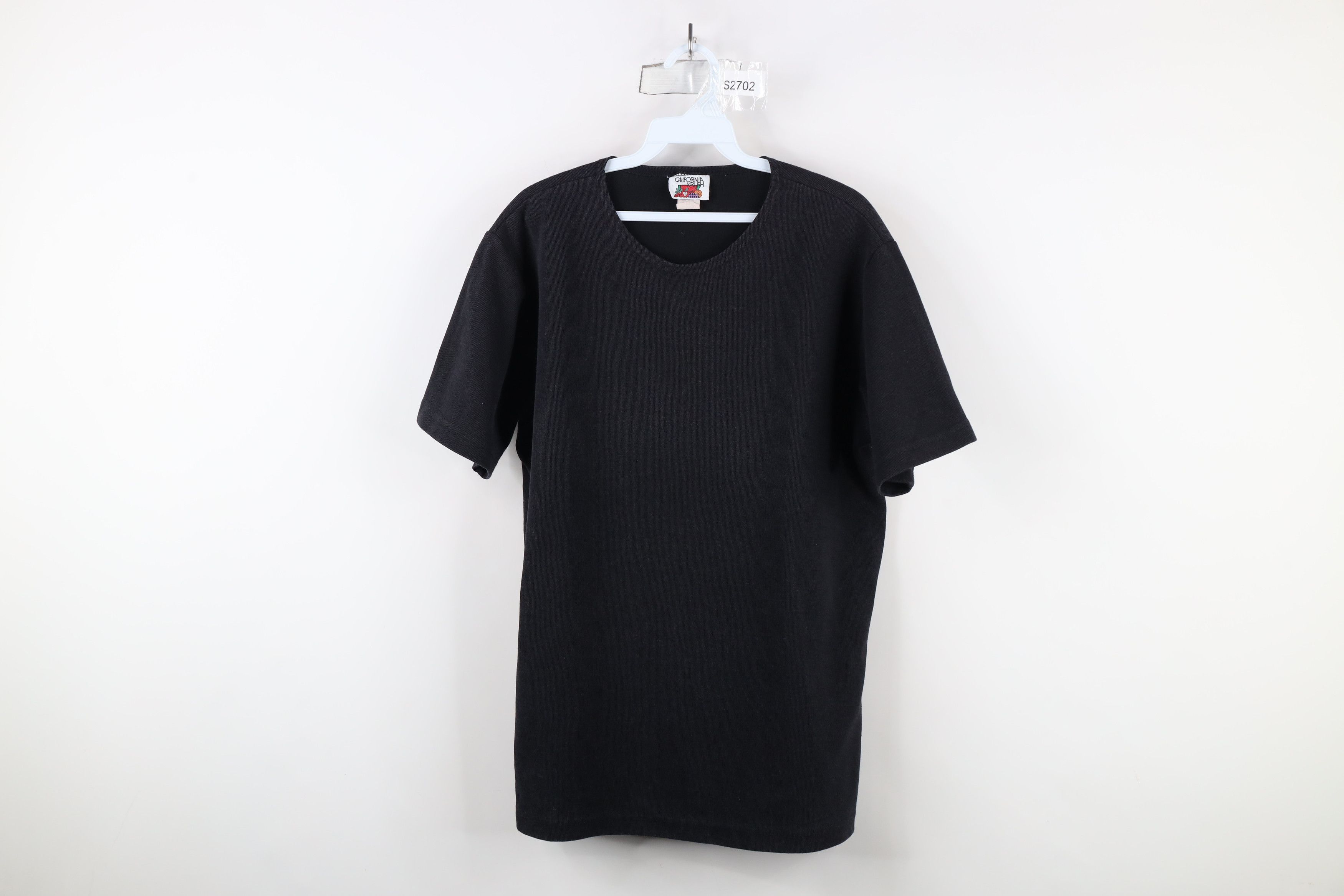 Vintage Vintage 90s Streetwear Blank Ribbed Knit T-Shirt Black USA Size M / US 6-8 / IT 42-44 - 1 Thumbnail