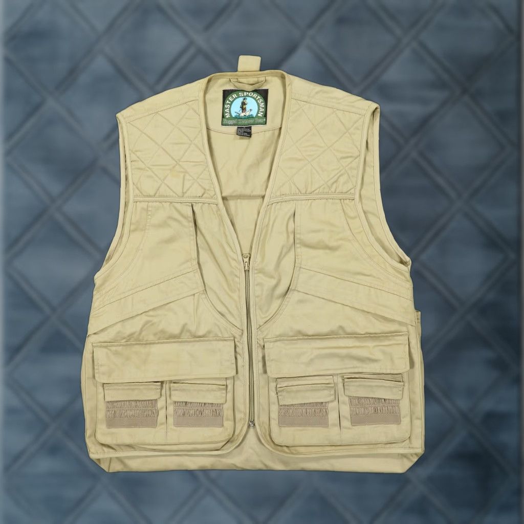 Vintage Master Sportsman Vest Mens Large Khaki Hunting Shooting Zip Game Pouch Pockets Size US L / EU 52-54 / 3 - 1 Thumbnail