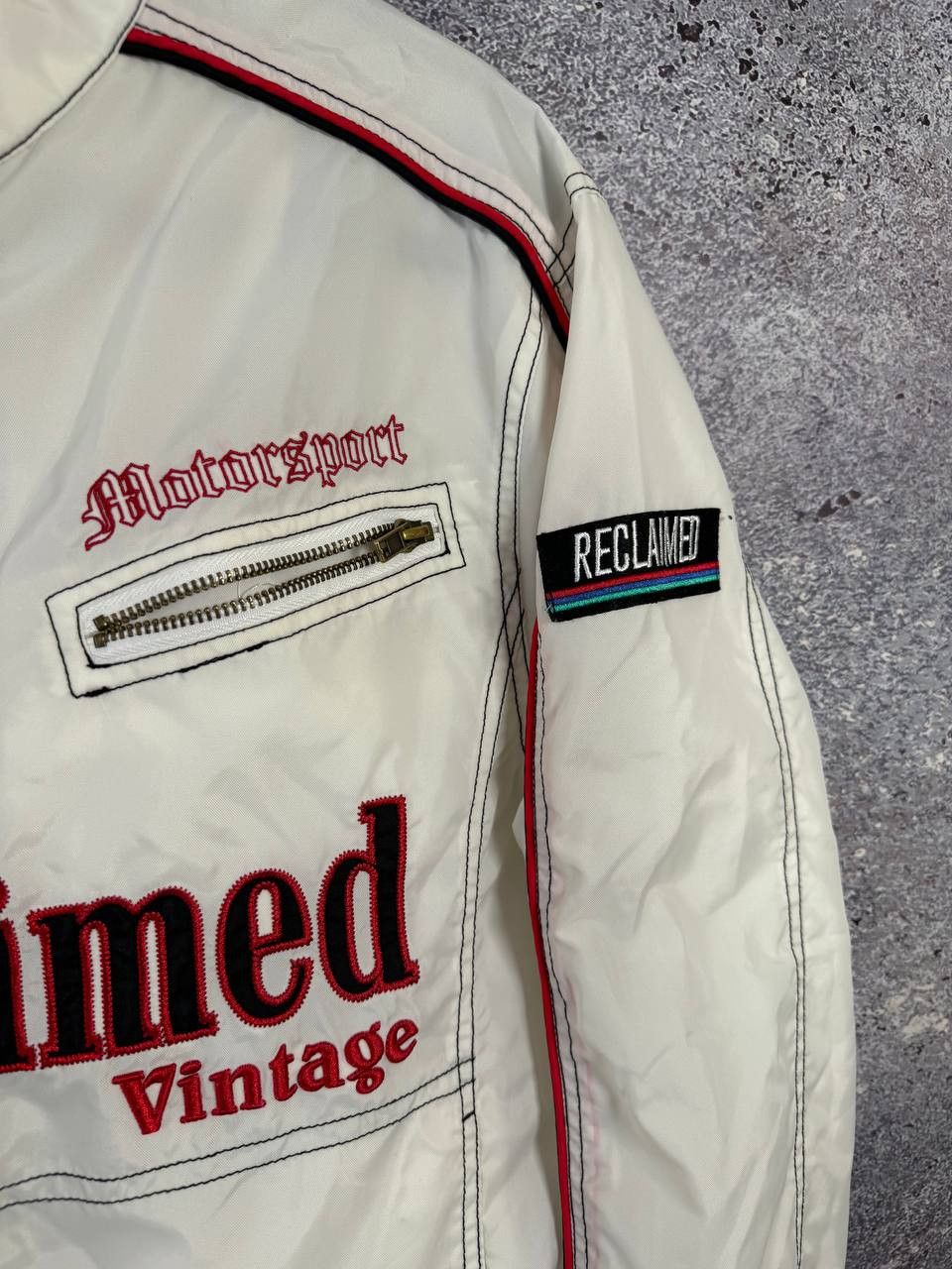 Vintage Reclaimed Vintage Biker Jacket Nylon White Men's Xs size Size US XS / EU 42 / 0 - 9 Thumbnail