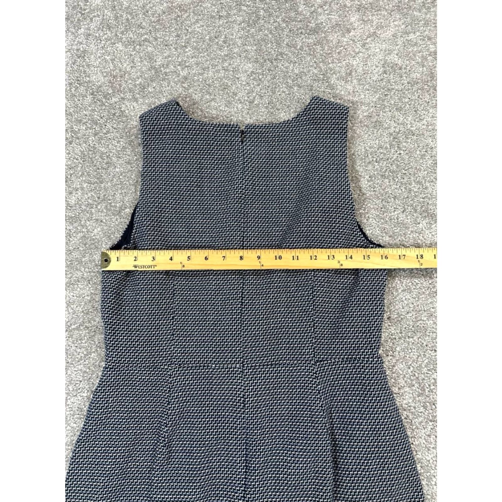Loft LOFT Blue Knit Blouson Dress Womens 12 Casual Sleeveless Cotton Blend Knee Length Plaid Round Neck Zip Size XL / US 12-14 / IT 48-50 - 5 Thumbnail