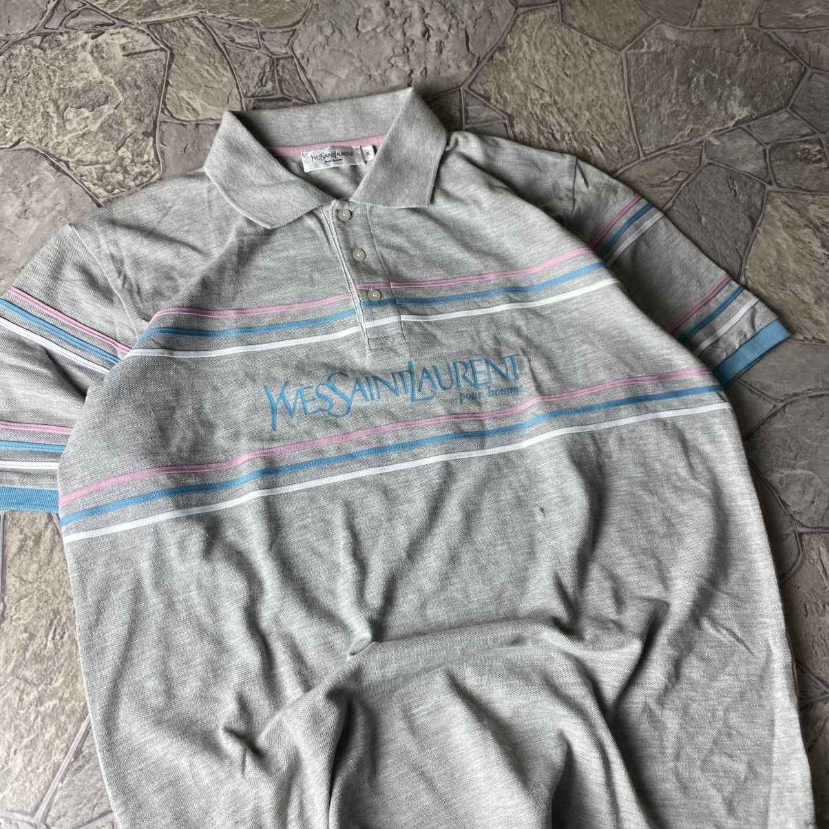 Yves Saint Laurent Vintage Yves Saint Laurent YSL Polo T-Shirt Big Logo Size US L / EU 52-54 / 3 - 2 Thumbnail