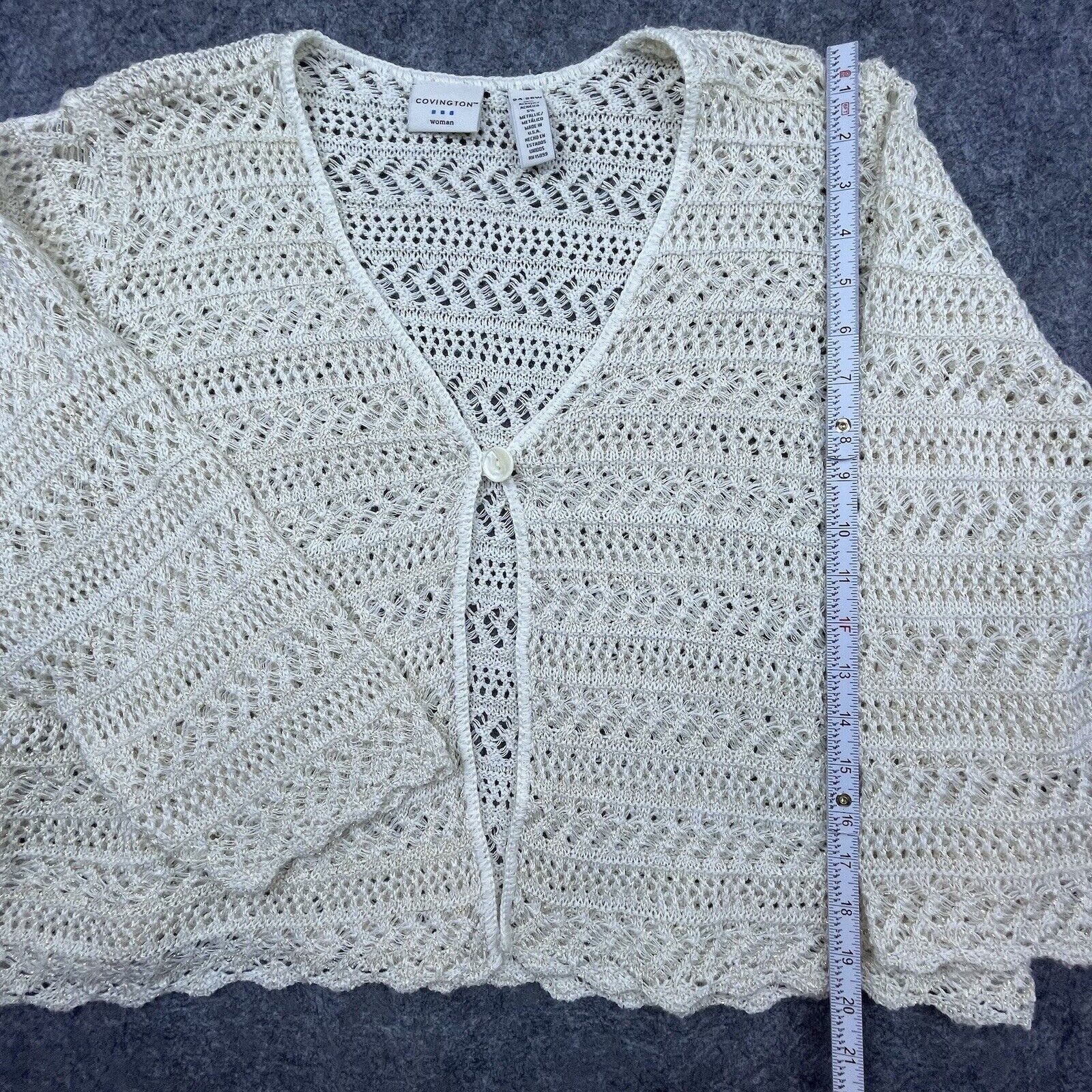 Covington Covington Woman Cardigan XL Open Knit Sweater Gold Metallic Size L / US 10 / IT 46 - 5 Thumbnail