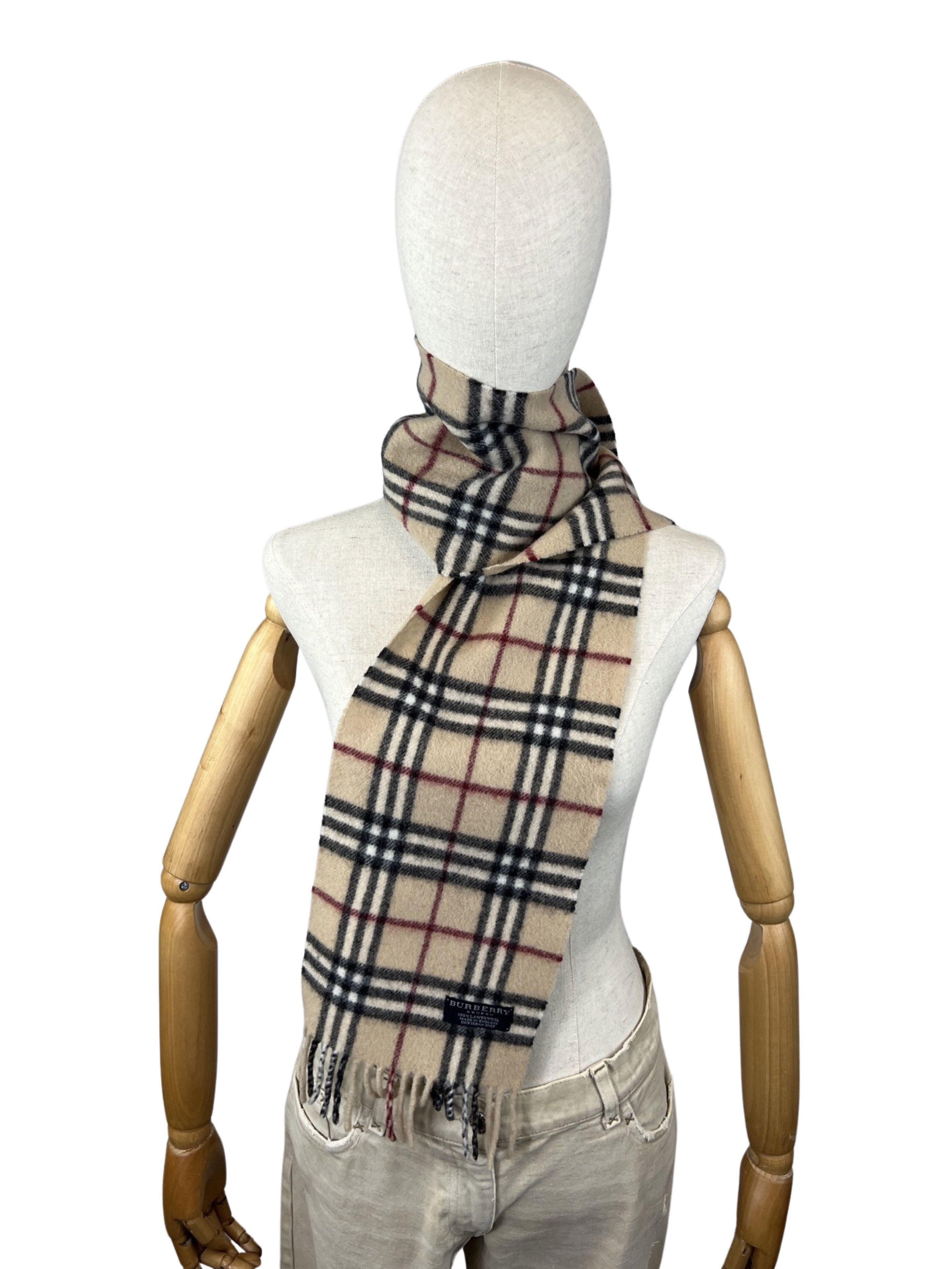 Vintage Burberry Lambswool Classic Nova Check Scarf 125 cm