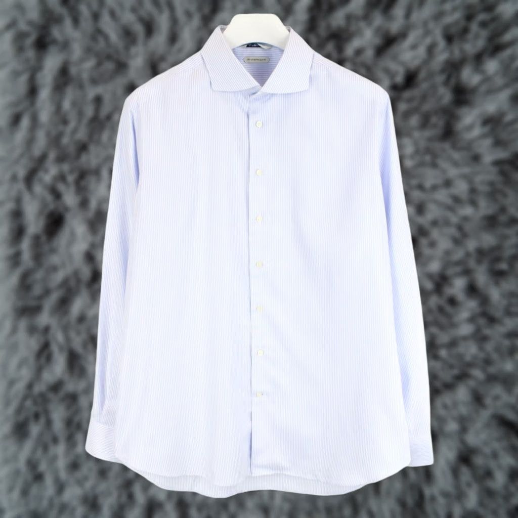 Suitsupply SUITSUPPLY Formal Shirt Men's Extra Slim Fit Cutaway Collar Pinstripe Button-Up 45 / 17 3/4 Blue Size 48R - 1 Thumbnail