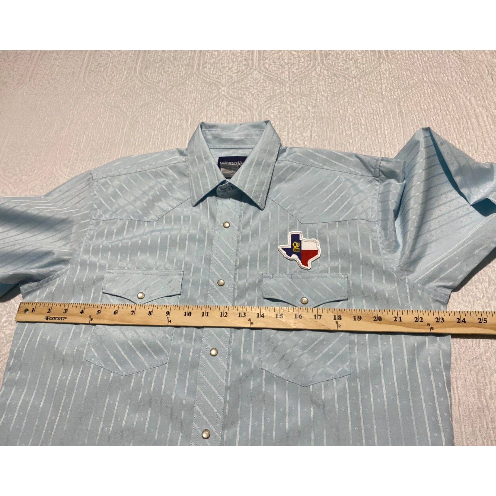 Wrangler Wrangler Shirt Men's Large Blue Pearl Snap Casual Western Cowboy Texas Patch Shirt Size US L / EU 52-54 / 3 - 7 Thumbnail